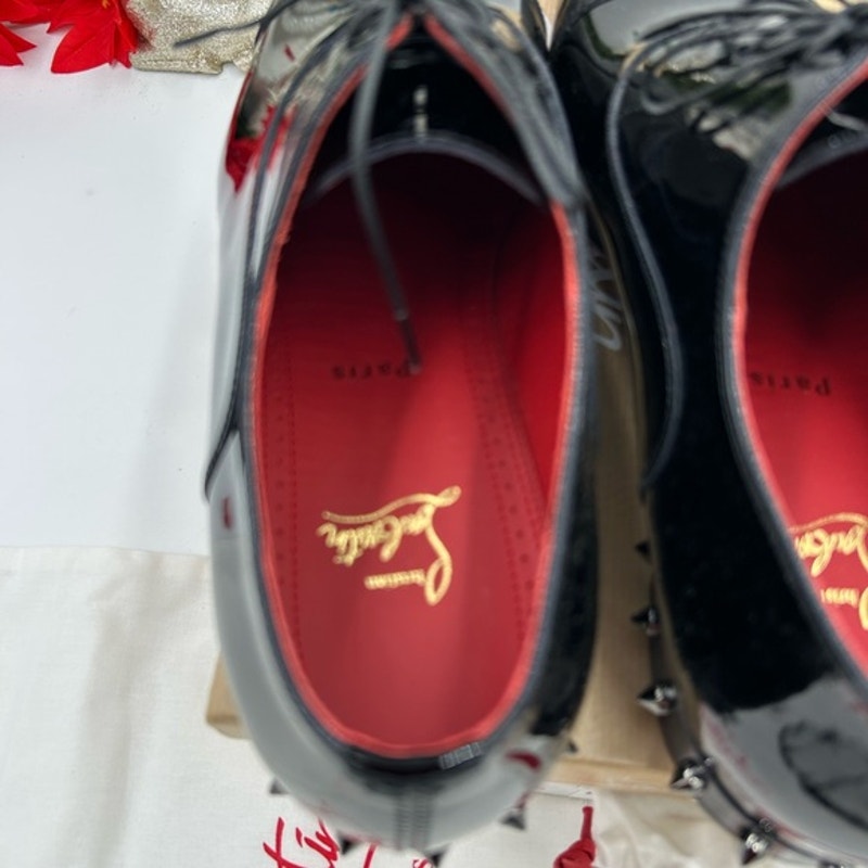 Christian Louboutin men's so greggo Black Patent Leather spike heel Oxford 43.5