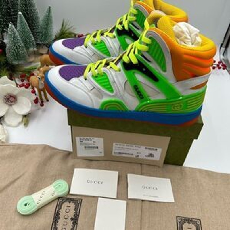 Women’s Gucci basket high top leather sneakers size 40.5