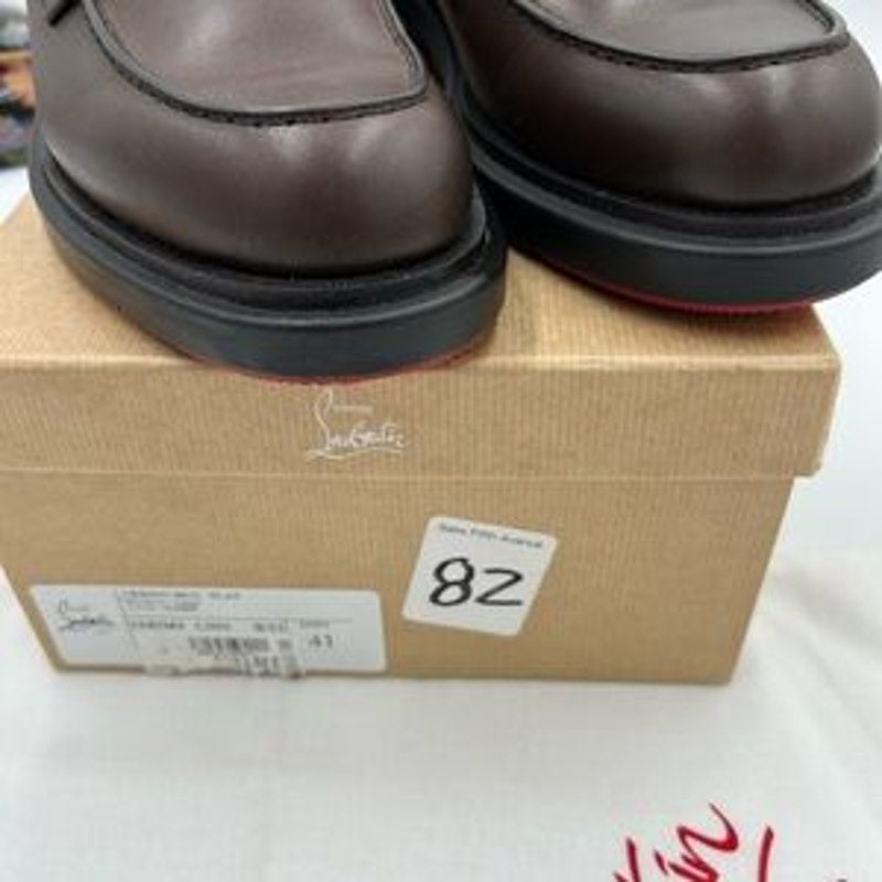 Men's Christian Louboutin Urbino moc Leather logo loafers size 41 made in Italy