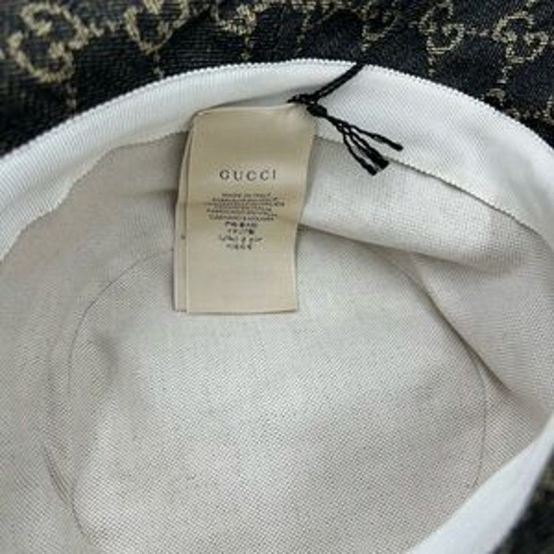 Unisex Gucci, GG denim black/beige bucket hat, size medium, made in Italy