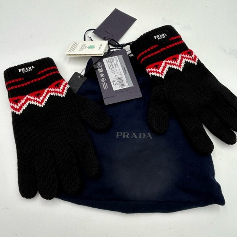 Unisex Prada wool/cashmere knit gloves size large made in Italy