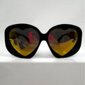 Moschino NWT Heart Shaped Jet Black Oversized Frame Sunglasses