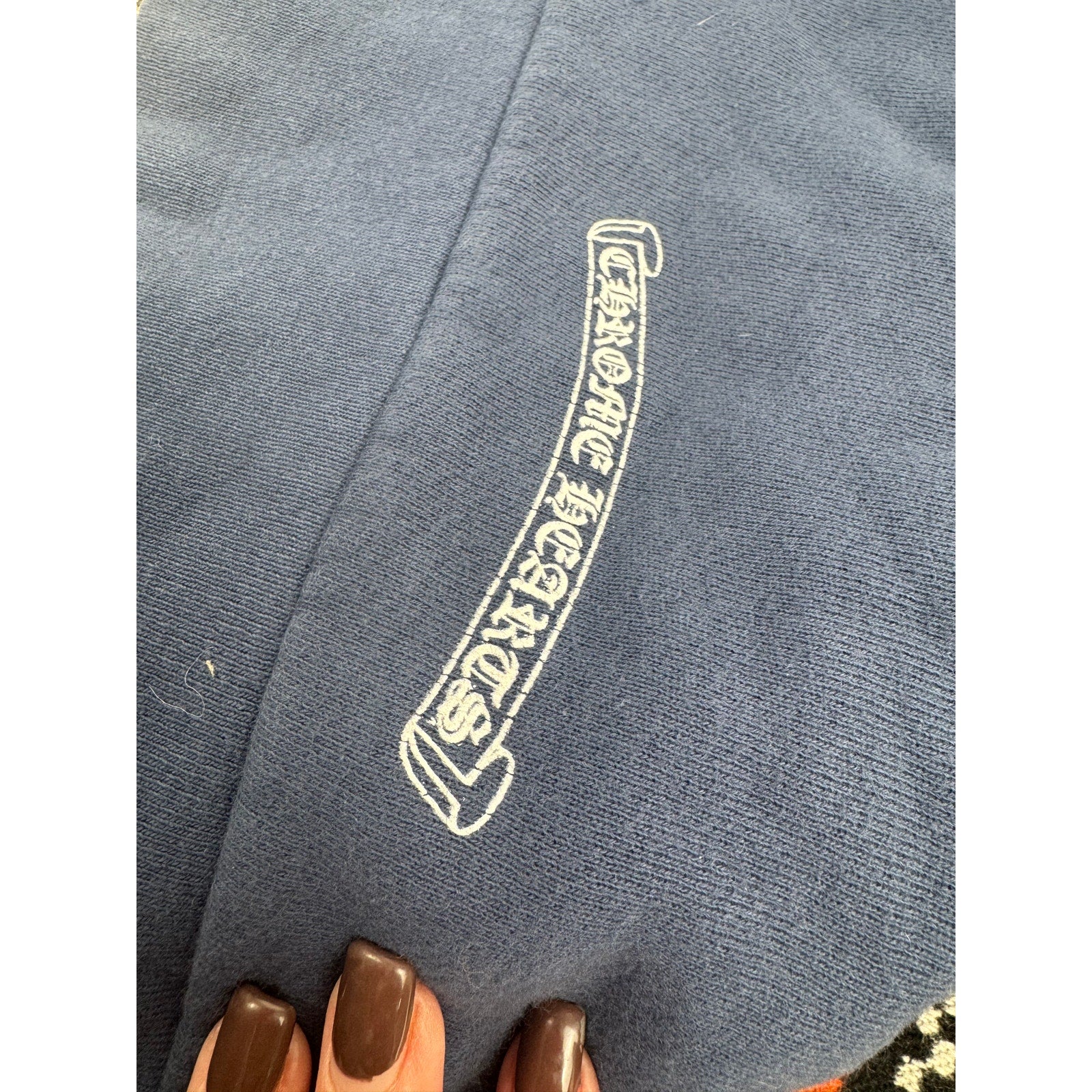 Men's Chrome Hearts Blue Embroidered Zip Front Hoodie Size XXL