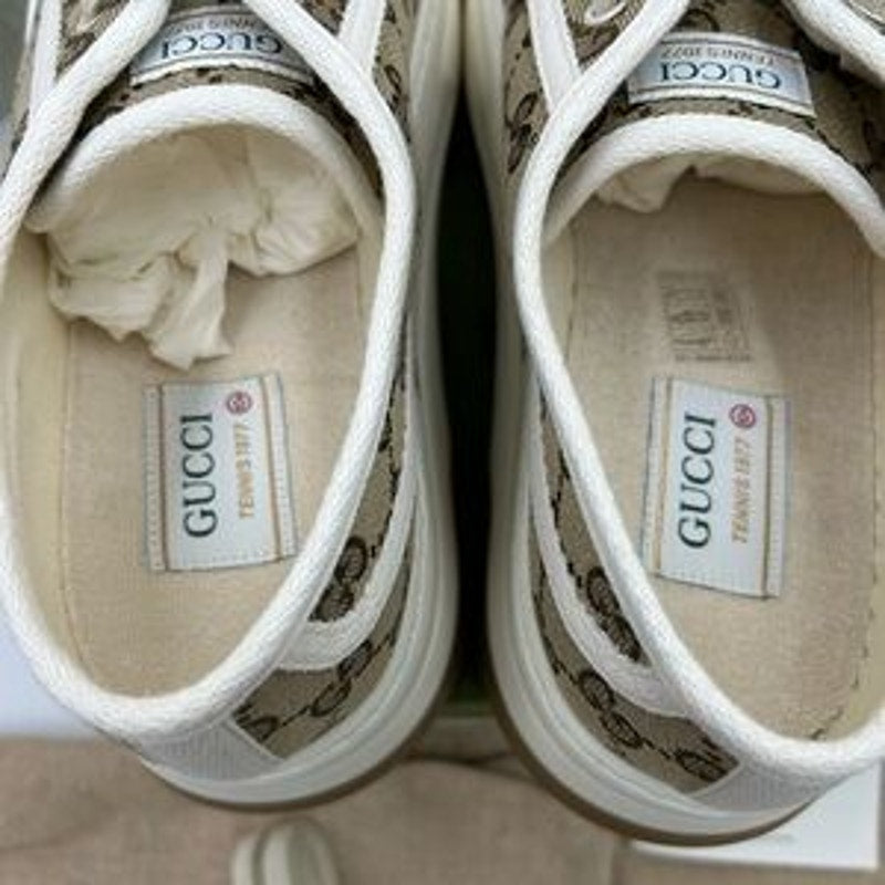 Gucci Brown GG Monogram canvas platform Sneakers size 10.5 made in Italy