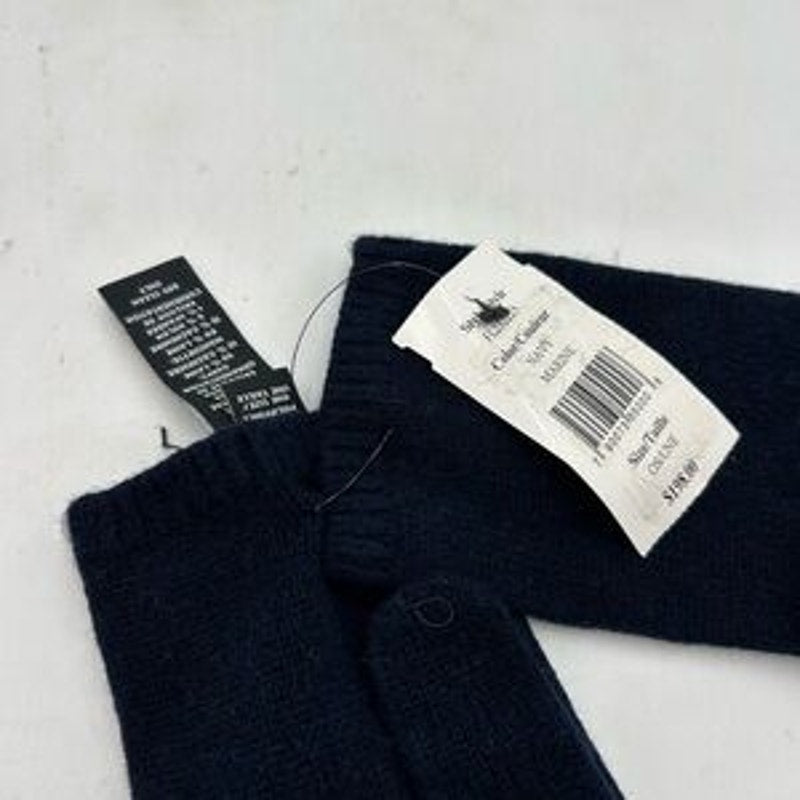 Collection cashmere/wool Navy Gloves with gold studs NWT