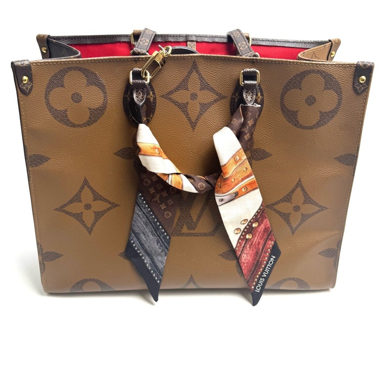 Louis Vuitton Limited Edition Steamer Trunk Silk Bag Handle Wrap Scarf Hair Tie