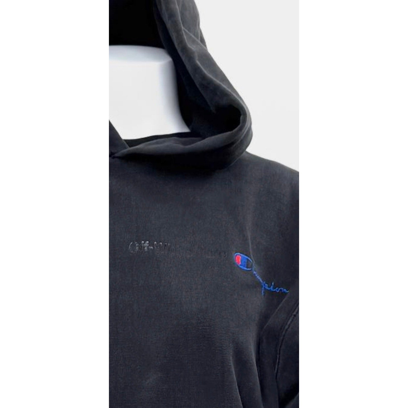 Men's OFF-WHITE × Champion Black Size M Rare Collab Rubber Arrow Hoodie