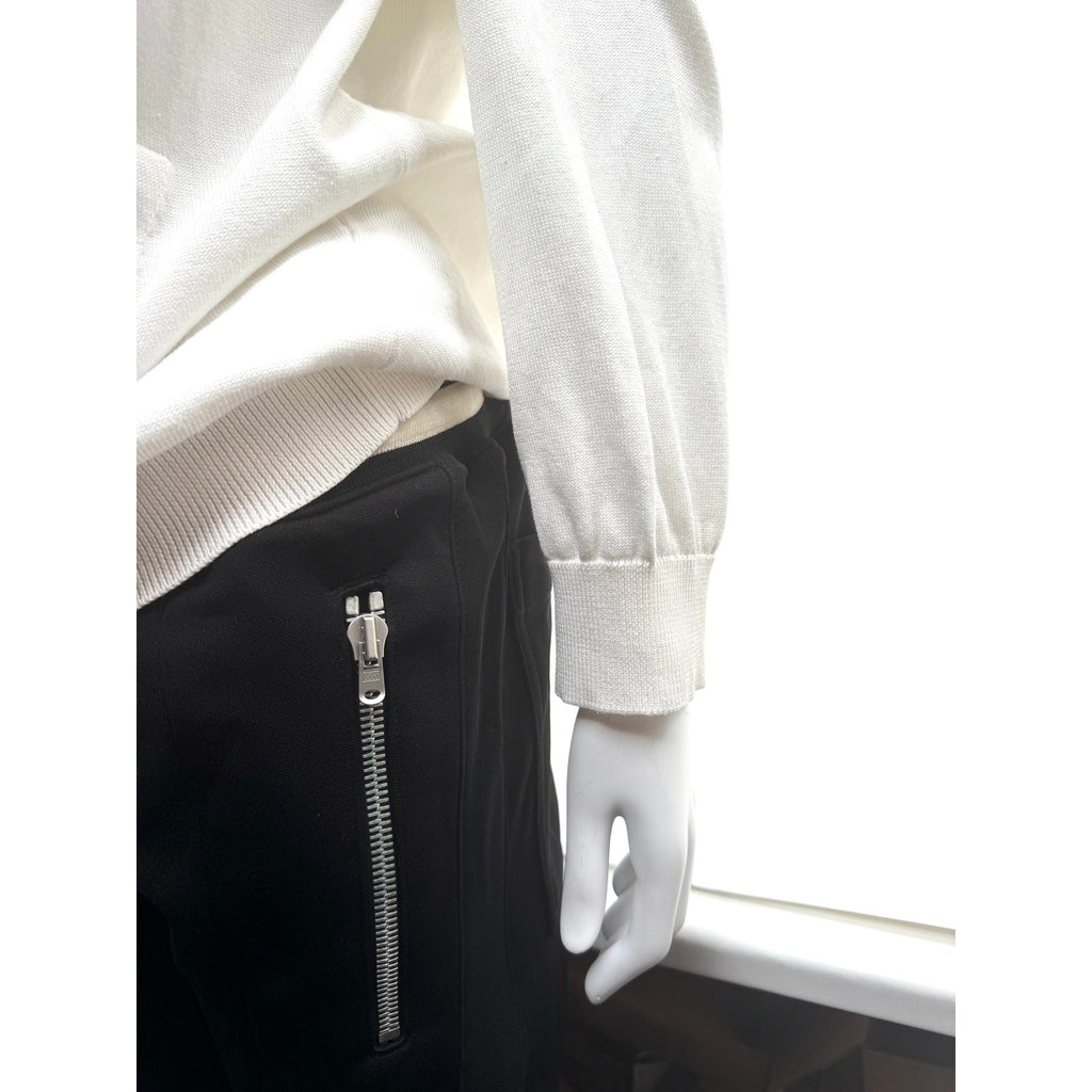 Louis Vuitton White Intarsia Knit Sweater Hoodie Size XL Made in Italy