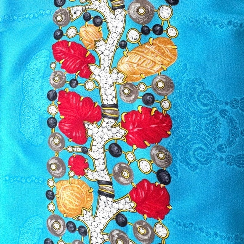 Cartier Scarf, Blue w/ Jewel motif and buckle detail