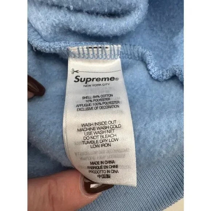 Men's Supreme Baby Blue Satin Appliqué Sweatpants and Hoodie Sweatshirt Size L