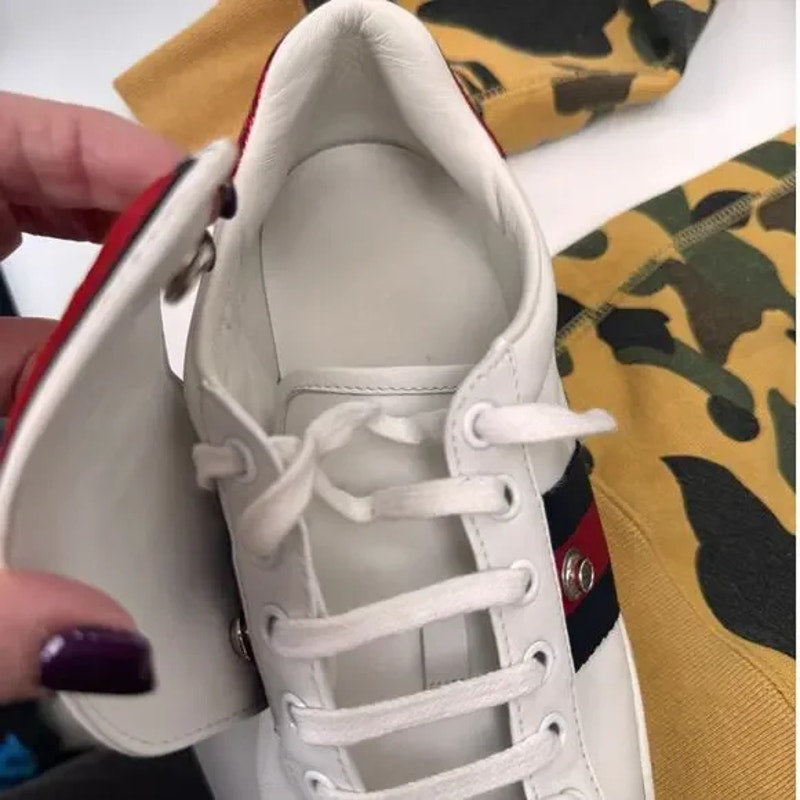 VNDS OG Women's Gucci White Leather Blind For Love Ace Sneakers Size 39