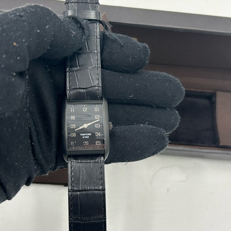 Tom Ford men's N001 Black Leather watch Swiss quartz movement NWT