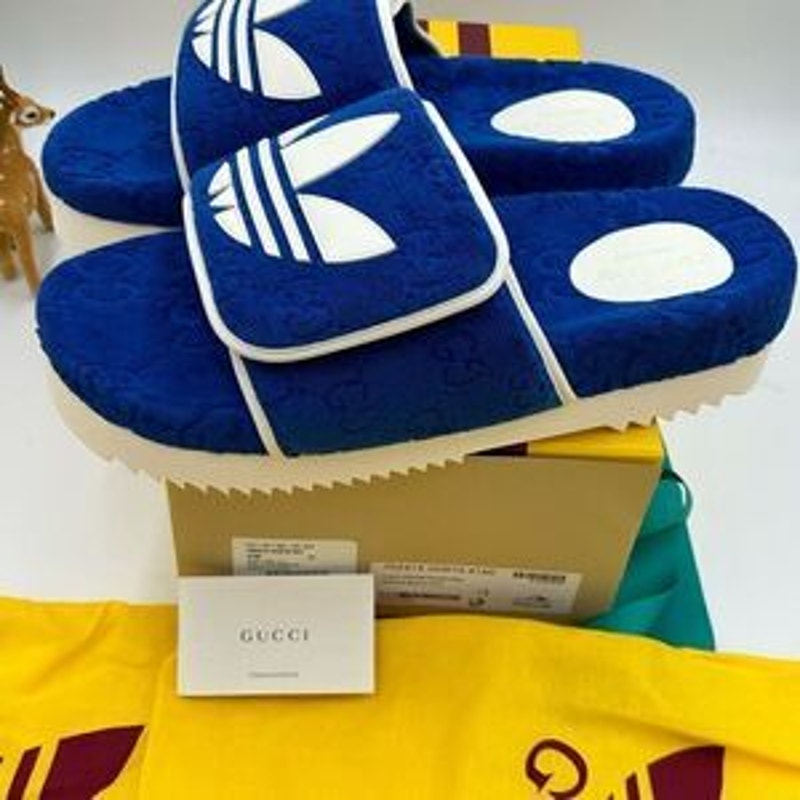 Men’s Gucci X Adidas, slide sandals size 12 made in Italy