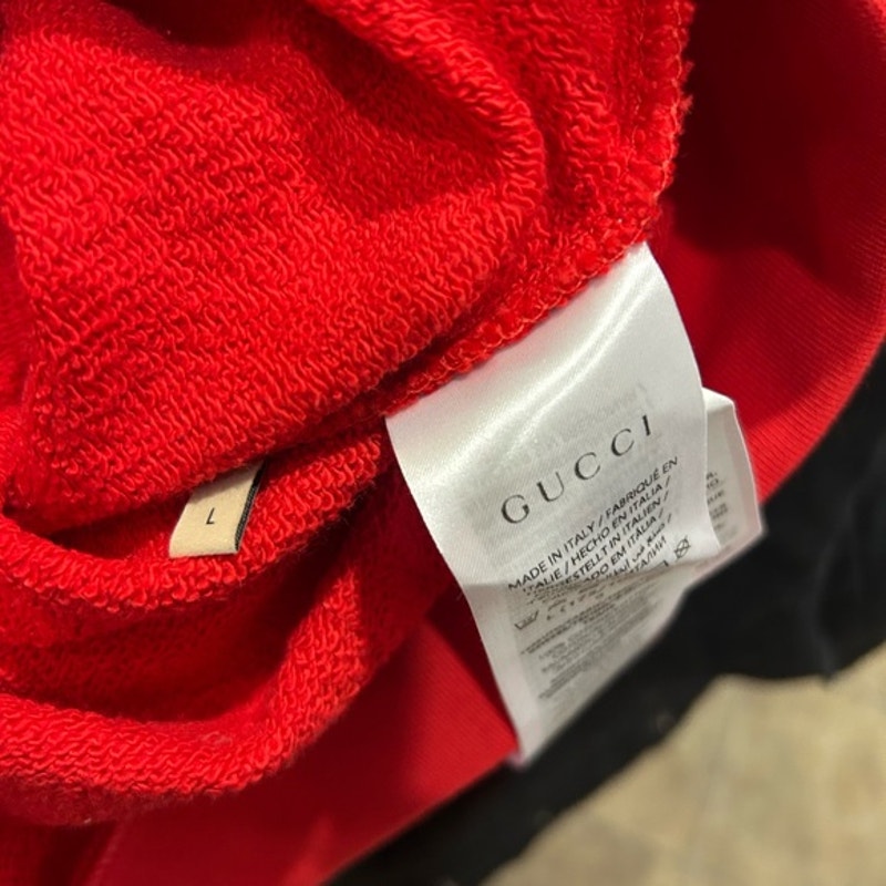 Men's Gucci logo embroidered cotton jersey sweatshirt, size large made in Italy