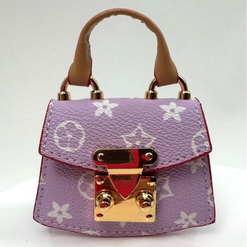 Petite Coated Canvas Top-Handle Bag Nano Charm with Gold Hardware