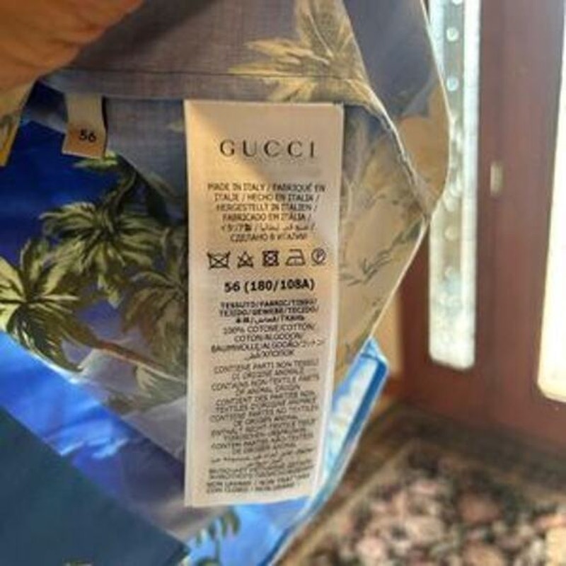 Men’s Gucci palm tree, print bowling shirt size size 56 made in Italy