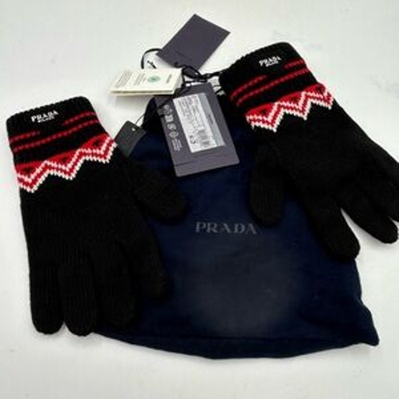 Unisex Prada wool/cashmere knit gloves size large made in Italy