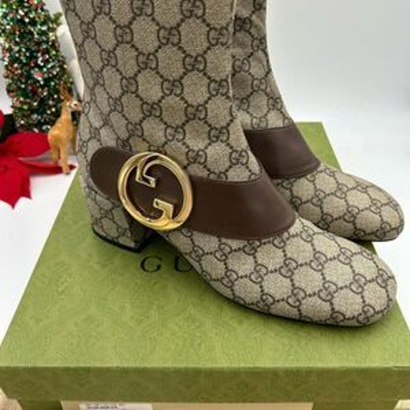 Women’s Gucci, Blondie GG Supreme, leather ankle boots size 41.5 made in Italy