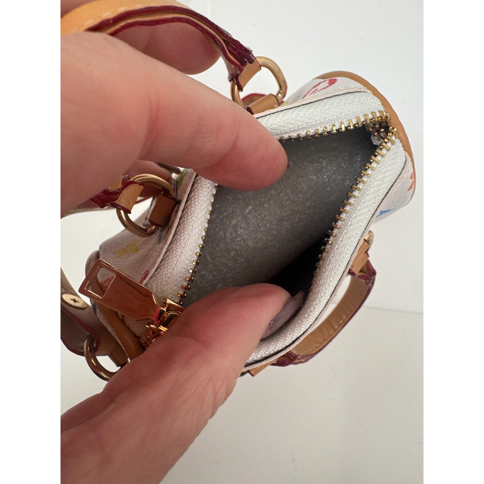 Miniature Leather Zippered Bag Charm - Functional Accessory for Handbags