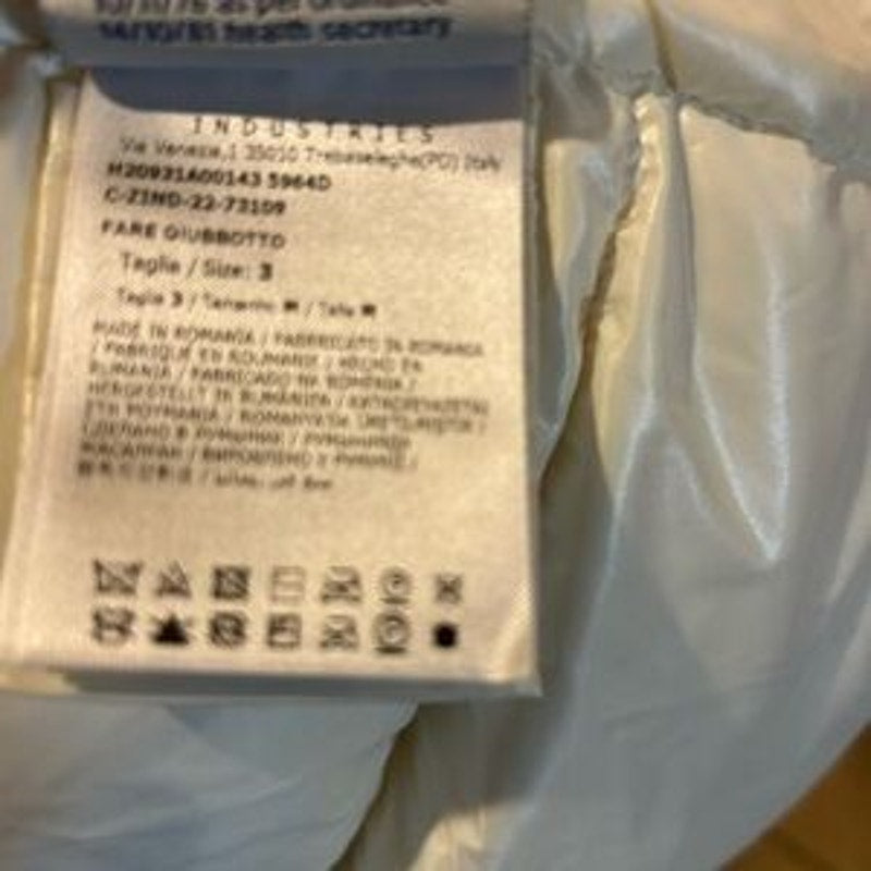 Women's Moncler White faux fur detachable hood down jacket size 3 NWT