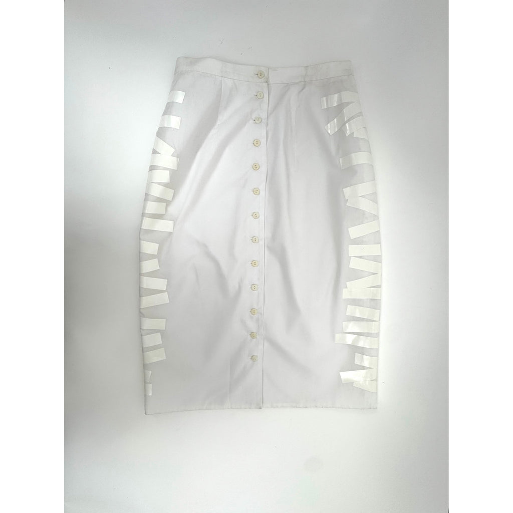 Christopher Kane White Satin Ribbon Appliqué Pencil Skirt EU 38 US 6