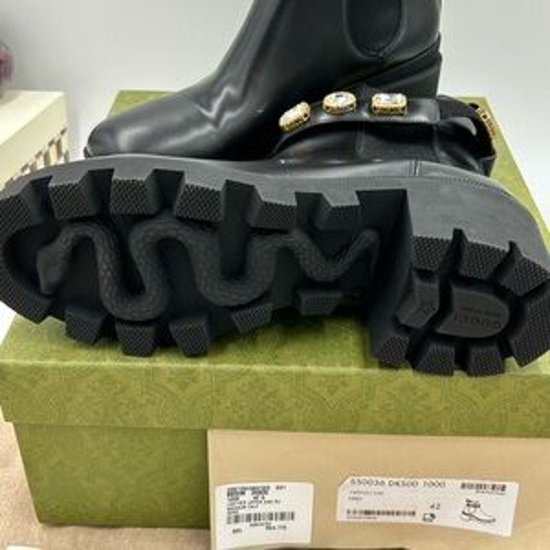 Women's Gucci, Block heel trip embellished Chelsea boots size 42 made in Italy