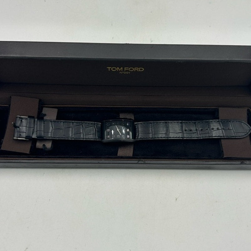 Tom Ford men's N001 Black Leather watch Swiss quartz movement NWT