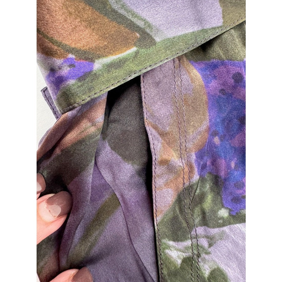 Dries Van Noten Multicolor Silk Floral Belted Utility Skirt Size 38