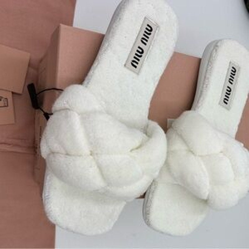 Women's Miu Miu Terry cloth slide sandals size 37.5 made in Italy