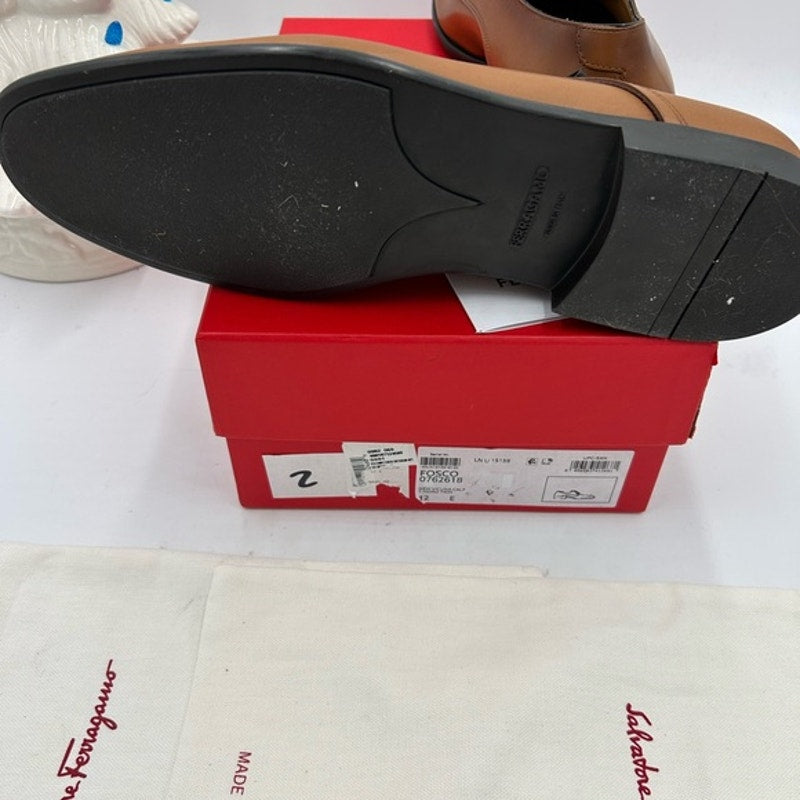 Man Salvatore, Ferragamo plain toe Derby shoes calf Leather size 12 made Italy