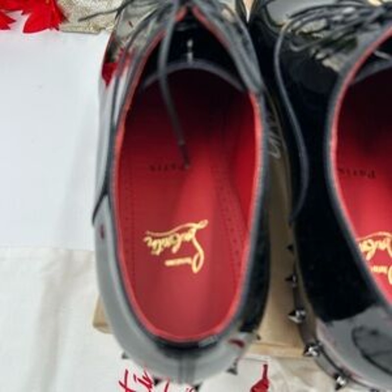 Christian Louboutin men's so greggo Black Patent Leather spike heel Oxford 43.5