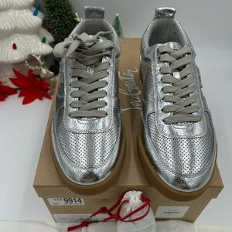 Men's Christian Louboutin tutti rui low top metallic leather sneakers size 43