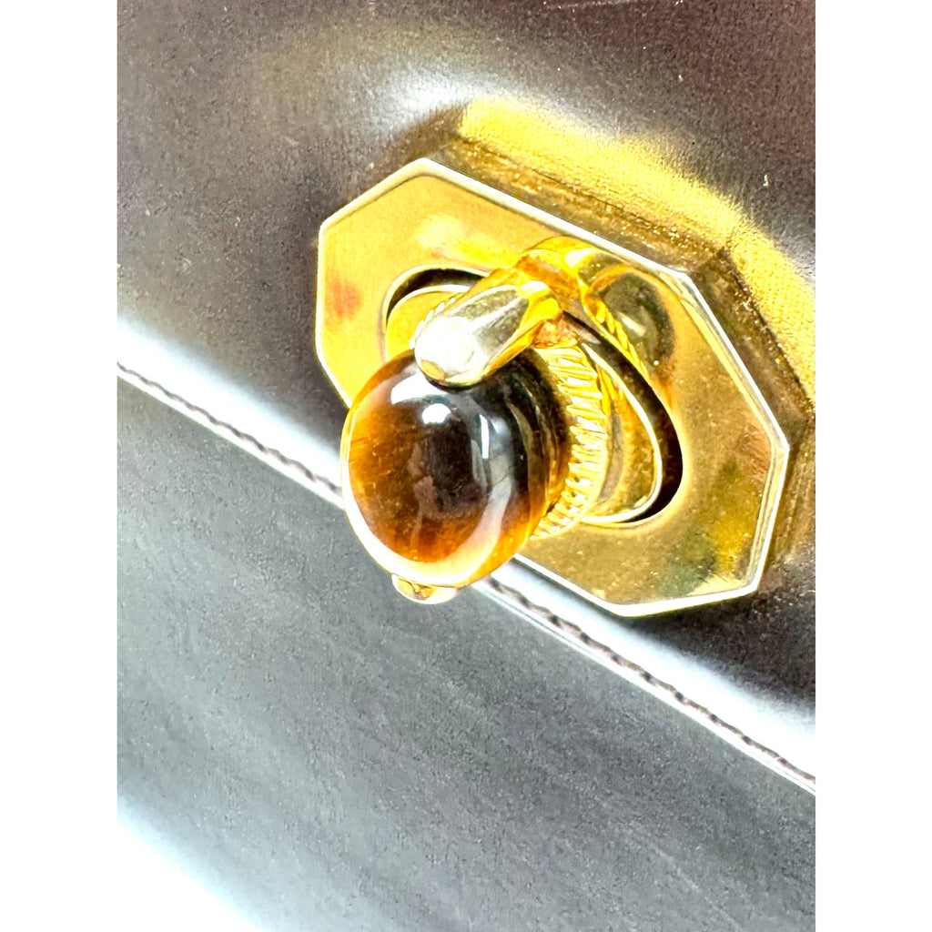 Gucci Vintage Chocolate Brown Leather Gold Chain Handbag