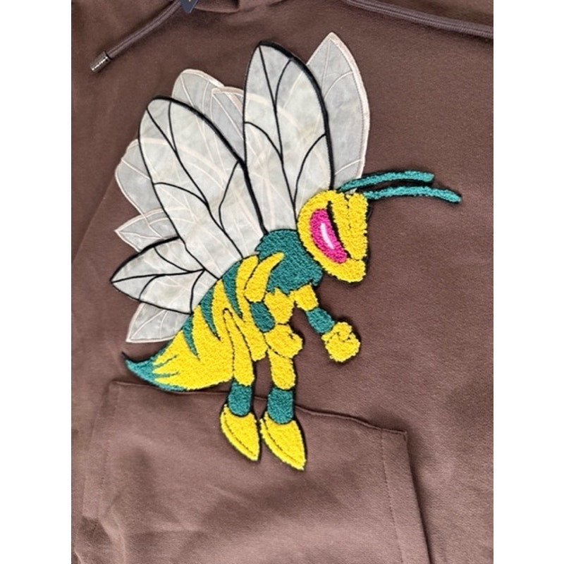 Men’s Louis Vuitton Bumble Bee Flock Patch Hoodie – Chocolate Brown Size L – NWT