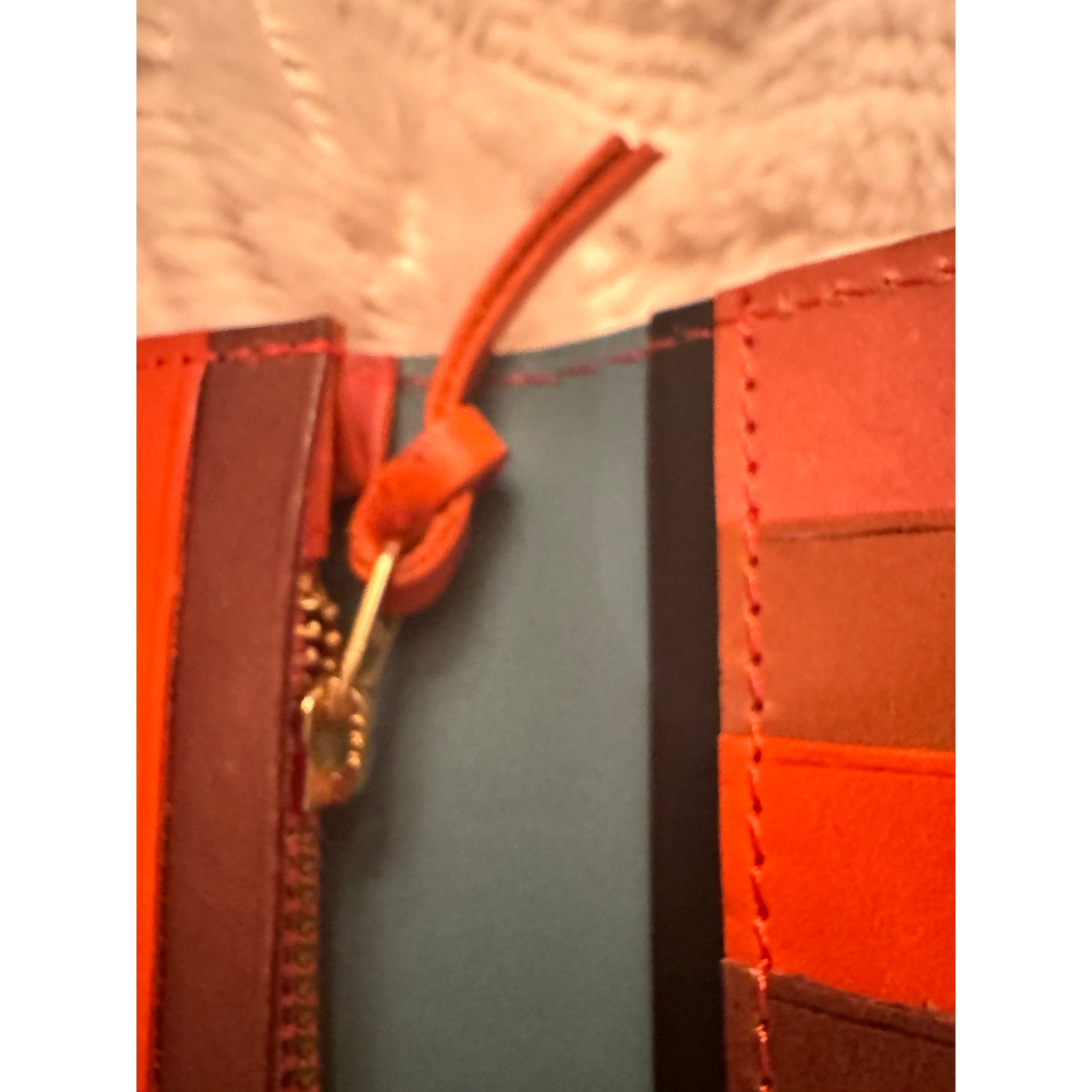 Craftwork Products Japan Made Deep Orange Colorblock Motif Long Wallet
