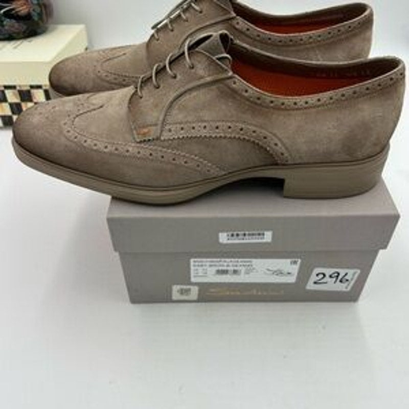 Men's Santoni, easy suede brogue wing tip, Oxford size 12 US made in Italy