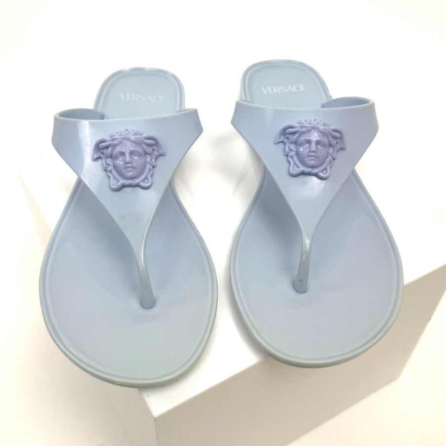 Versace NWOT Blue Rubber Medusa Flip Flop Thong Sandals – Size EU 37 / US 7