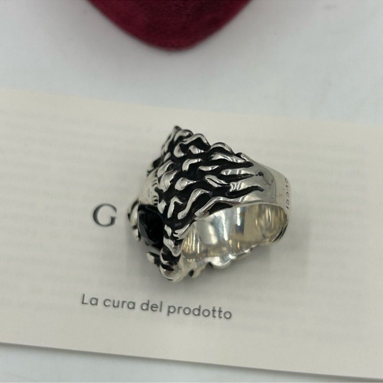 Women's Gucci Lionhead, motif sterling silver ring Size 8-8.5 Made in Italy