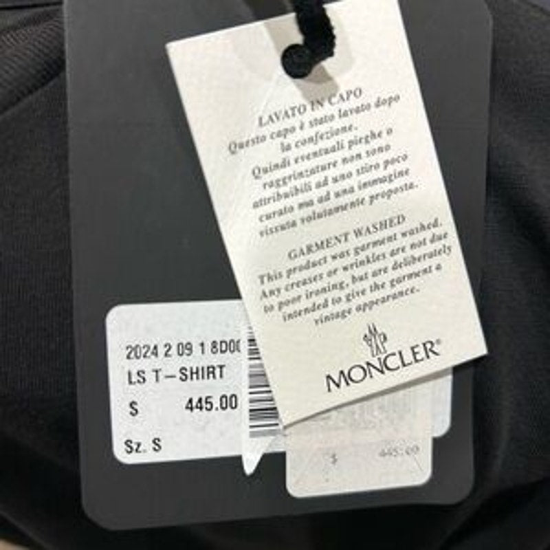 Moncler men's long sleeve cotton T-shirt, size small NWT