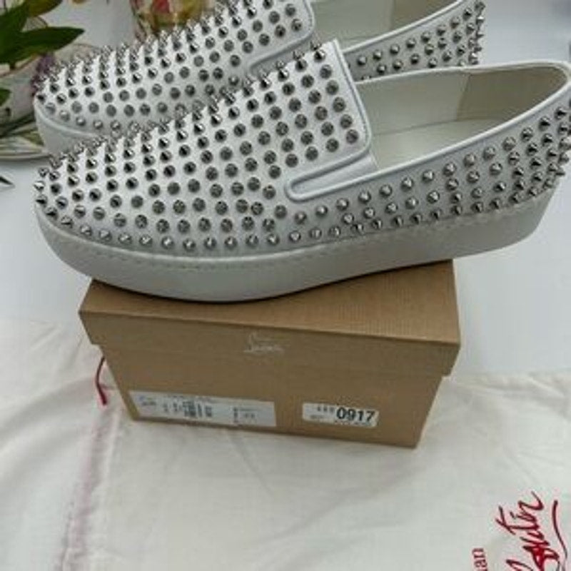 Men's Christian Louboutin roller boat spiked sneakers size 45 made in Italy