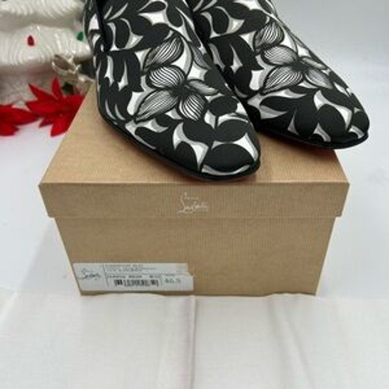Christian Louboutin Mens dandelion flat black/white loafers size 46.5 Italy