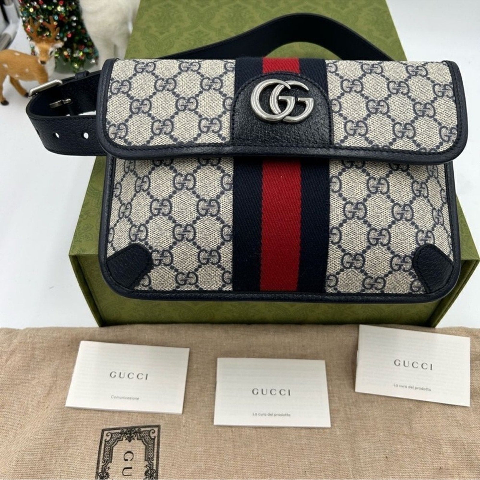 Women's Gucci blue/red Ophedia GG belt bag size 80 cm/32 inches adjustable