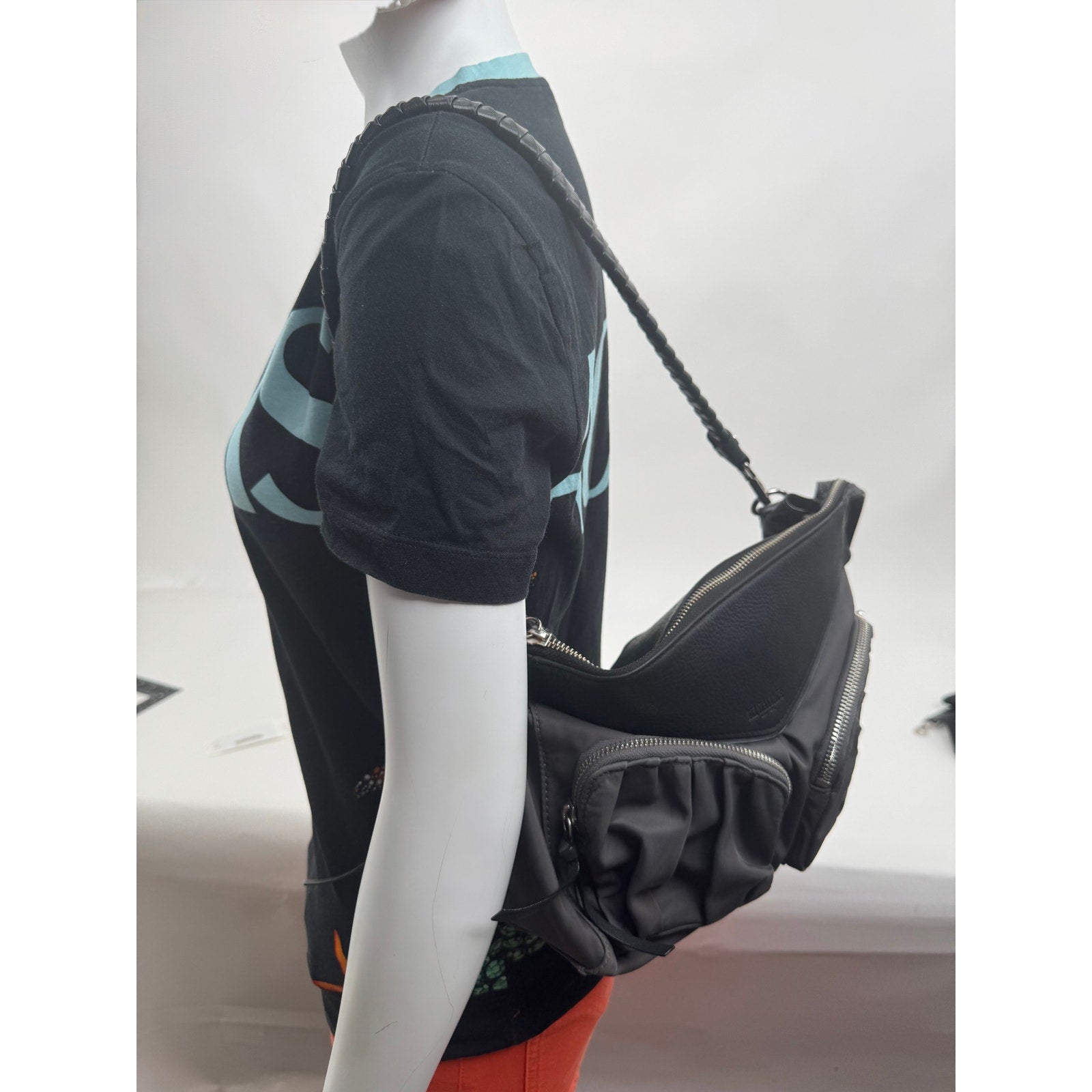 Women's MZ Wallace Gray Bedford Nylon Shoulder Bag With Braided Handle