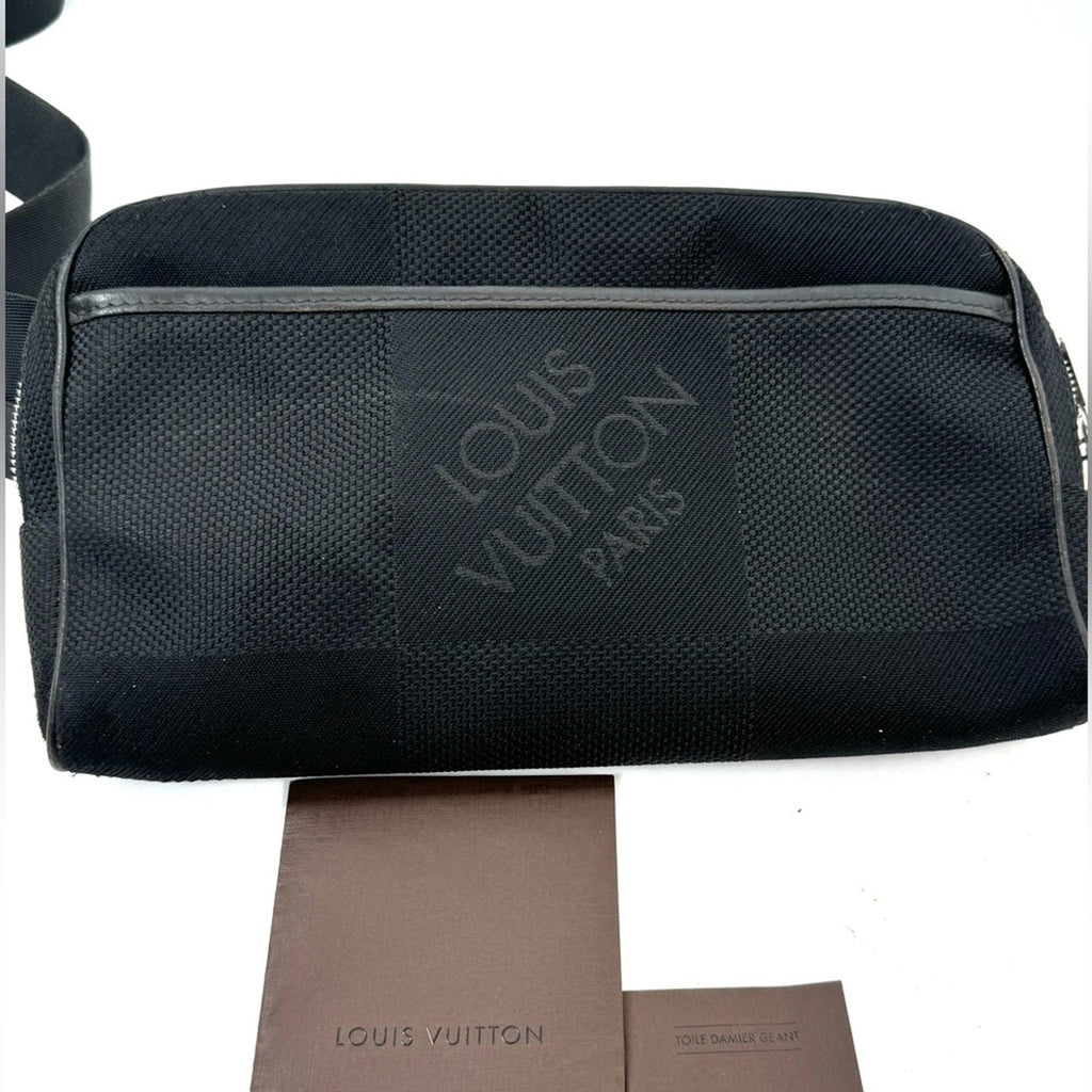 LV Black Damier Ebene Geronimos Cross Body Fanny Pack Bum Bag- READ DESCRIPTION