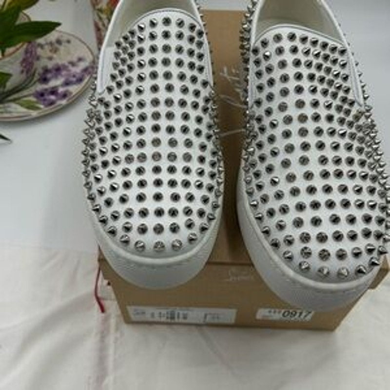 Men's Christian Louboutin roller boat spiked sneakers size 45 made in Italy