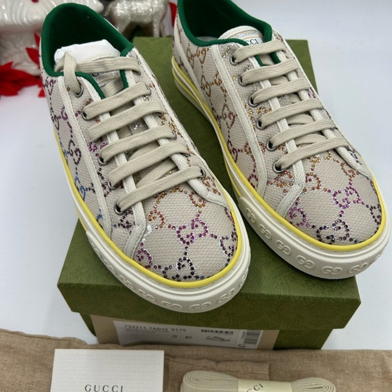 Women's Gucci tennis 1977 low top sneakers in canvas with multicolor crystals 40