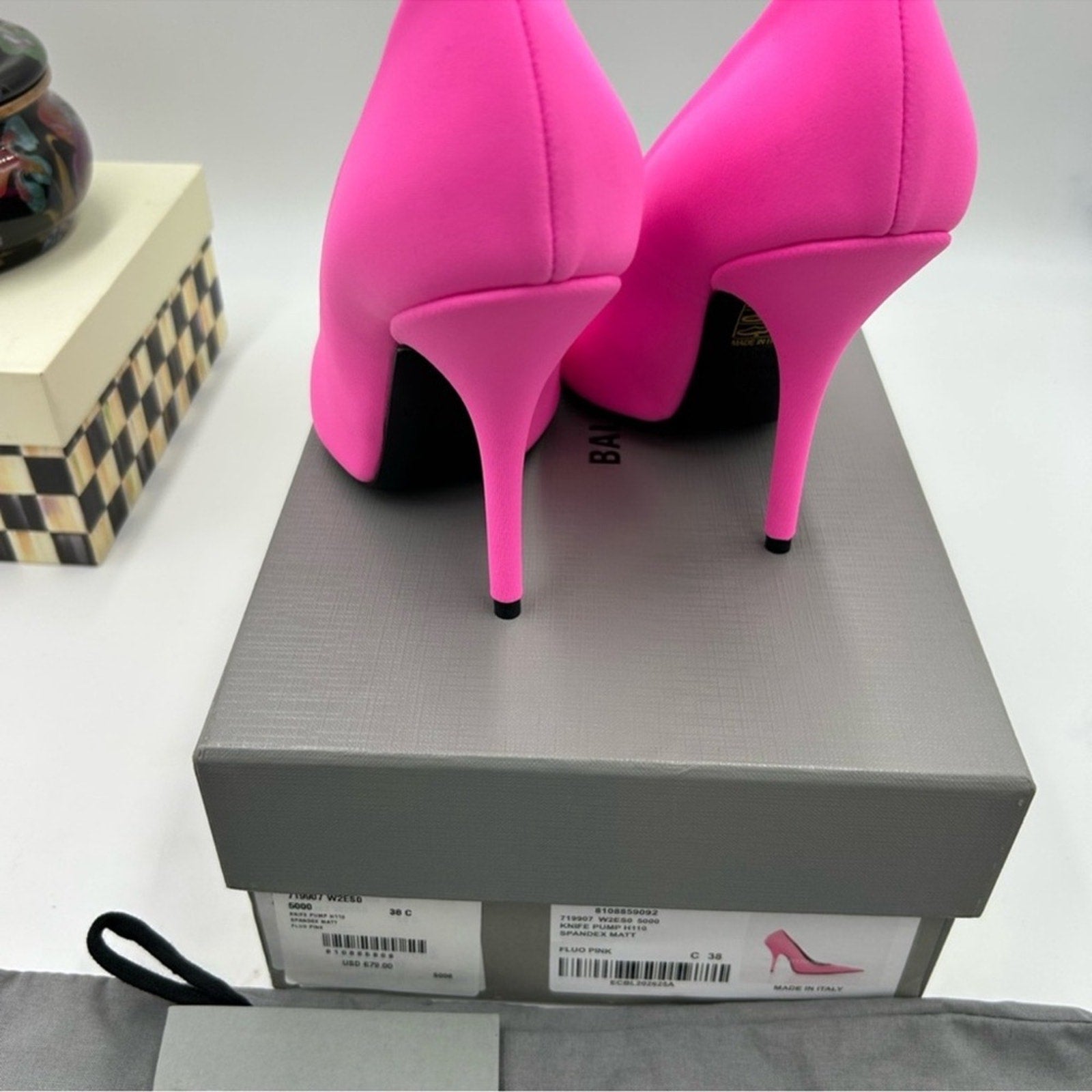 Women's Balenciaga Knife Pump /Spandex Matt/Flour Pink/size 38 made in Italy