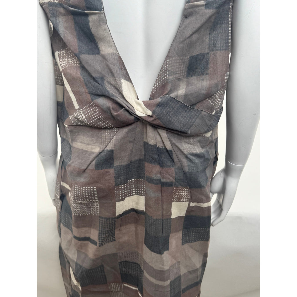 Marni NWT Organza Mocha Gray Patterned Pockets Dress Size 38 / US 2