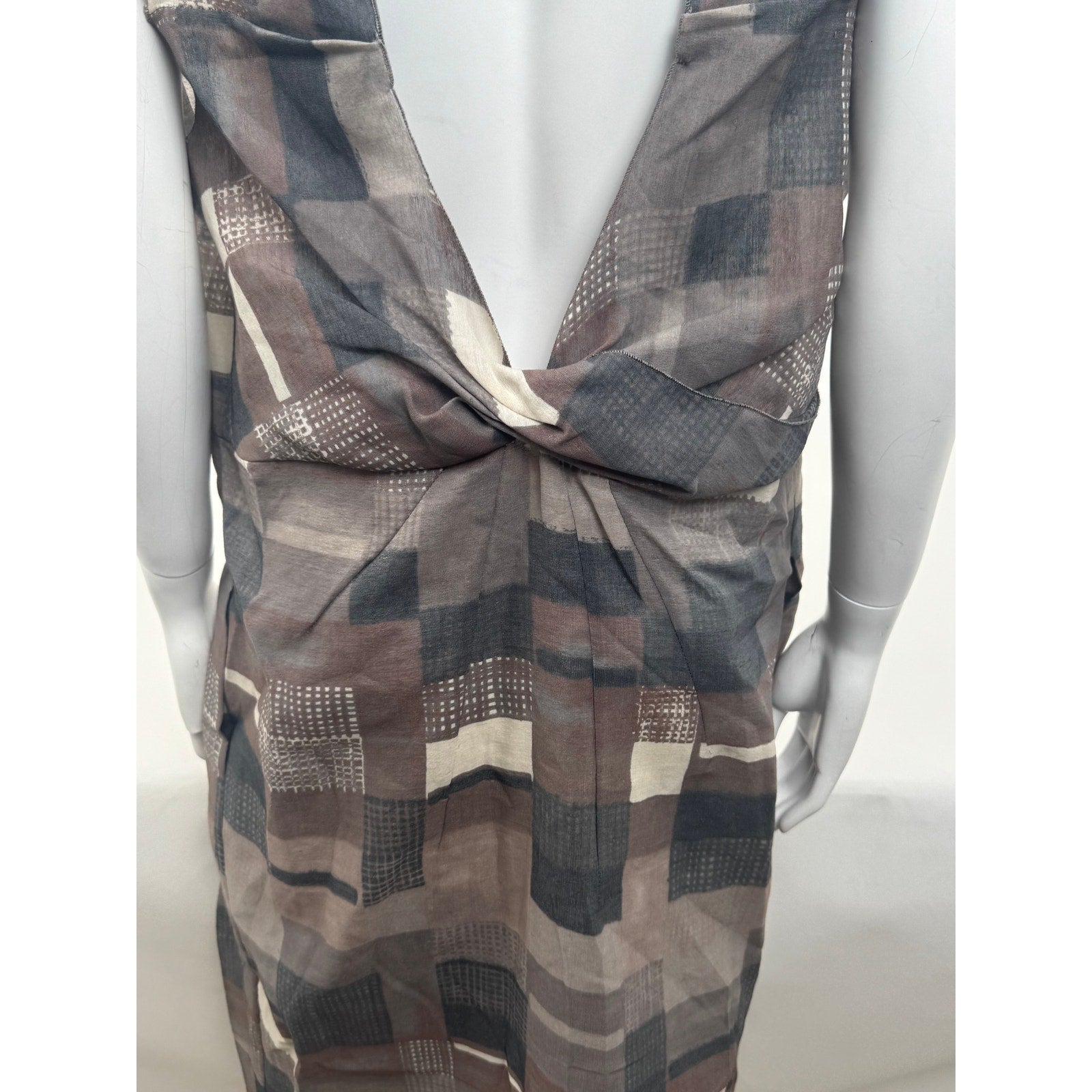 Marni NWT Organza Mocha Gray Patterned Pockets Dress Size 38 / US 2