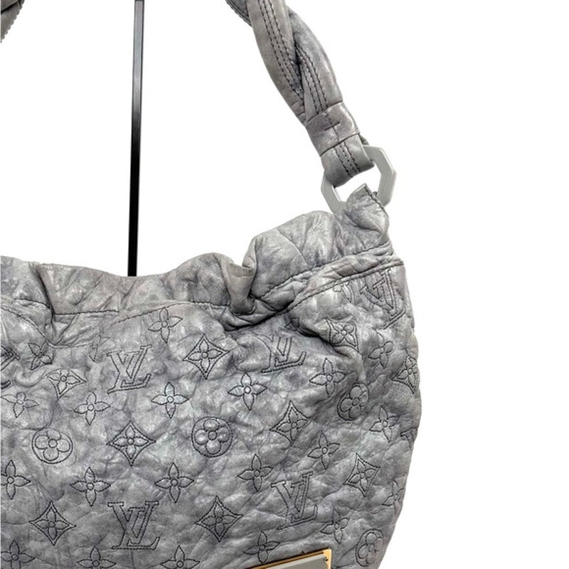 Louis Vuitton Runway..RARE Gray underarm top zip w/ruffle/plaque/twisted handle